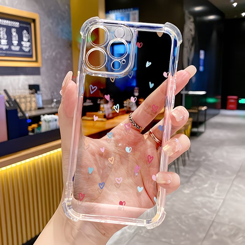 Apple Iphone 16 - Transparente Eckenschutz-Handyhülle mit Bunten Herzen für